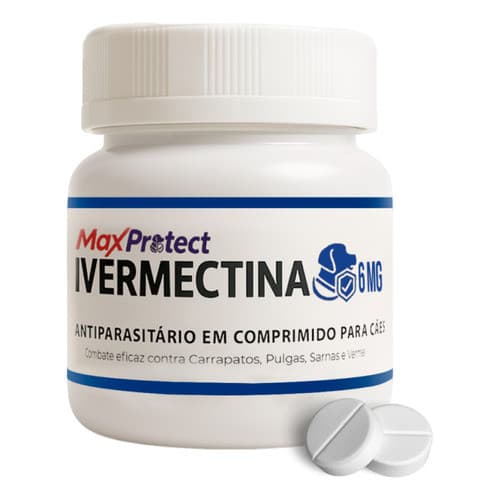 Remédio Ivermectina 6mg Para Cães Médios 15kg a 30kg Carrapatos Pulgas Sarnas Vermes 20 Comprimidos