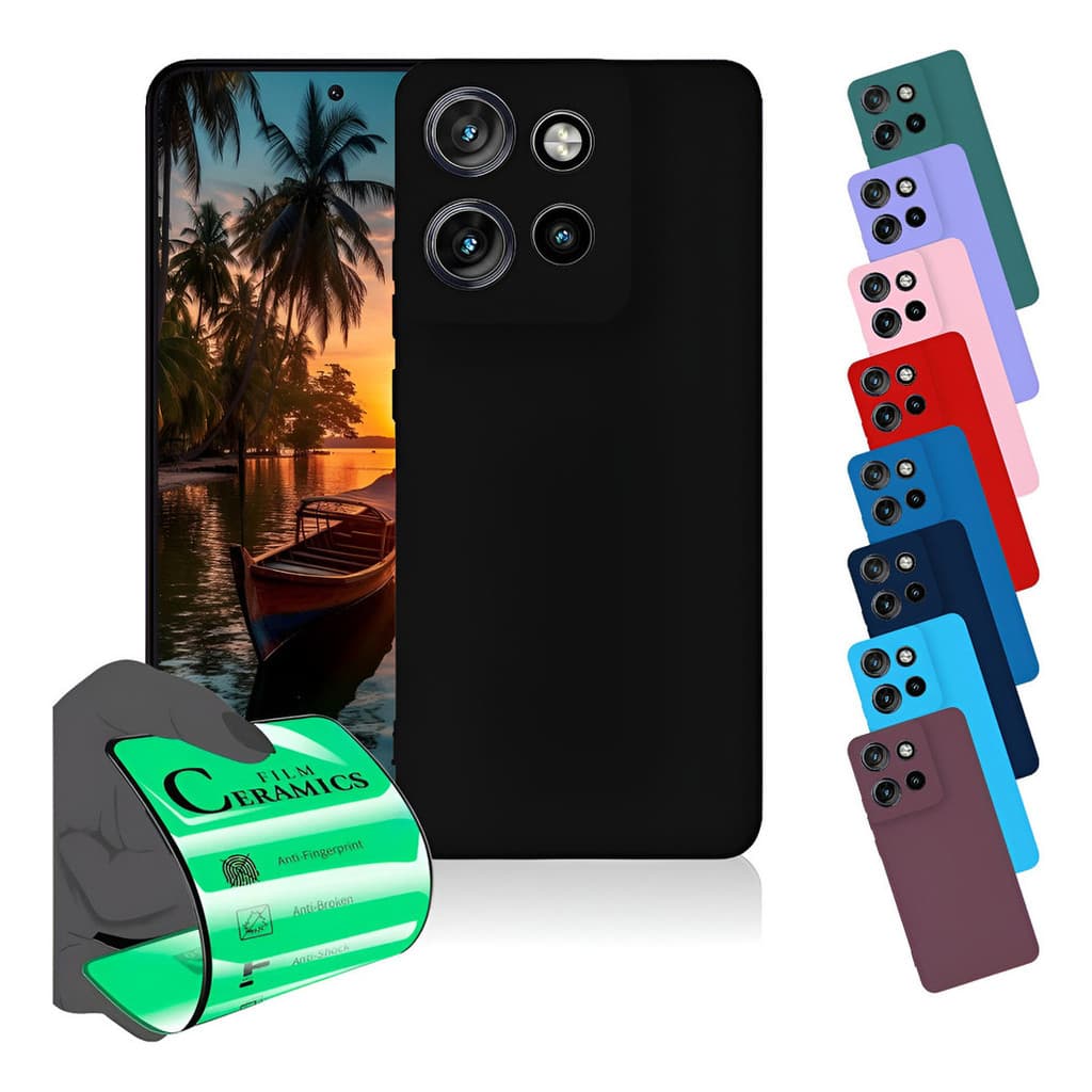 Capa Premium TPU Aveludada + Película De Cerâmica 9D Para Motorola G75