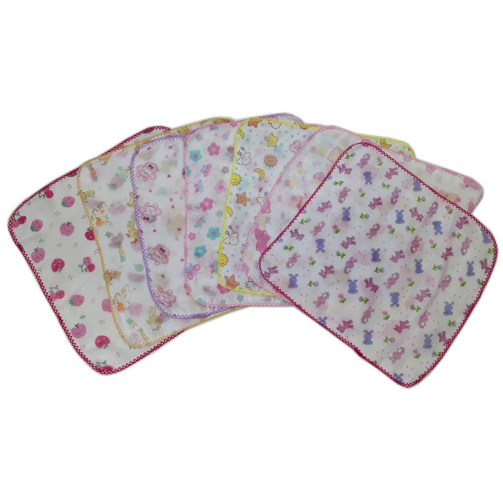 Kit Com 10 Fraldinha De Boca Estampada 33 Cm X 33 Cm Com Crochê