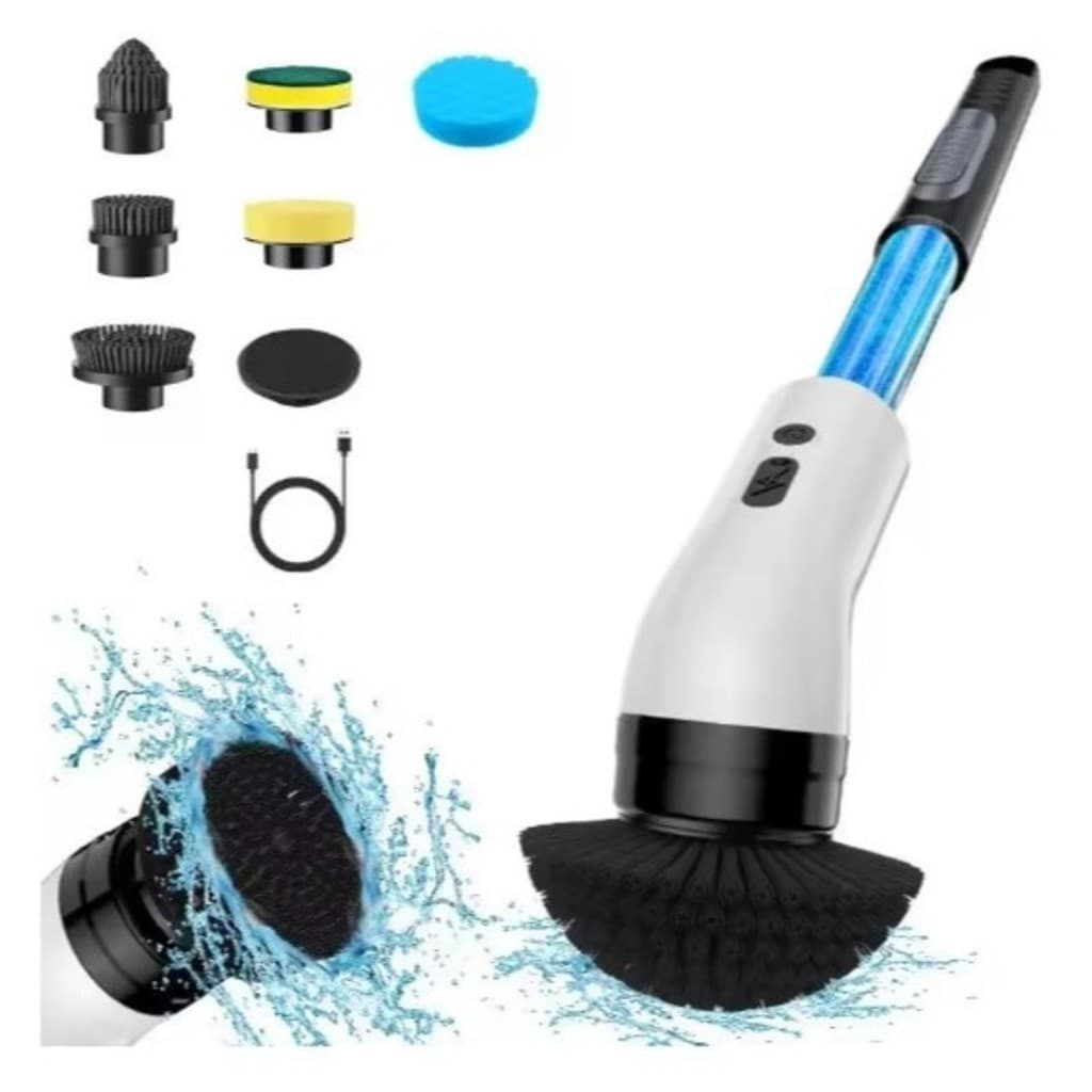 Esfregão Escova de Limpeza Com Porta Detergente Elétrica Recarregável USB Para Banheiros 7 em 1