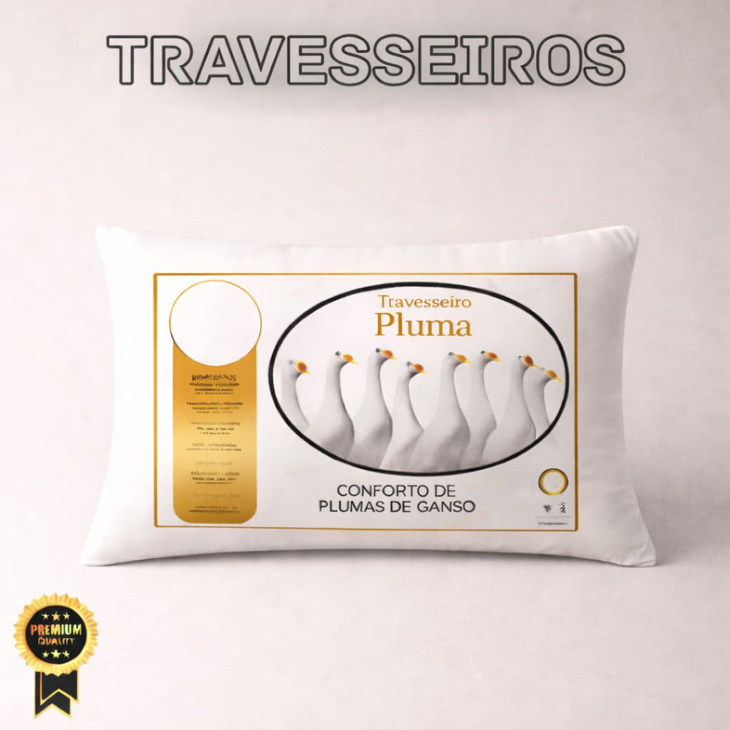 Travesseiro Pluma de Ganso Luxo Descanso | Antiacaro 70x50cm Toque Macio Conforto Sintetico