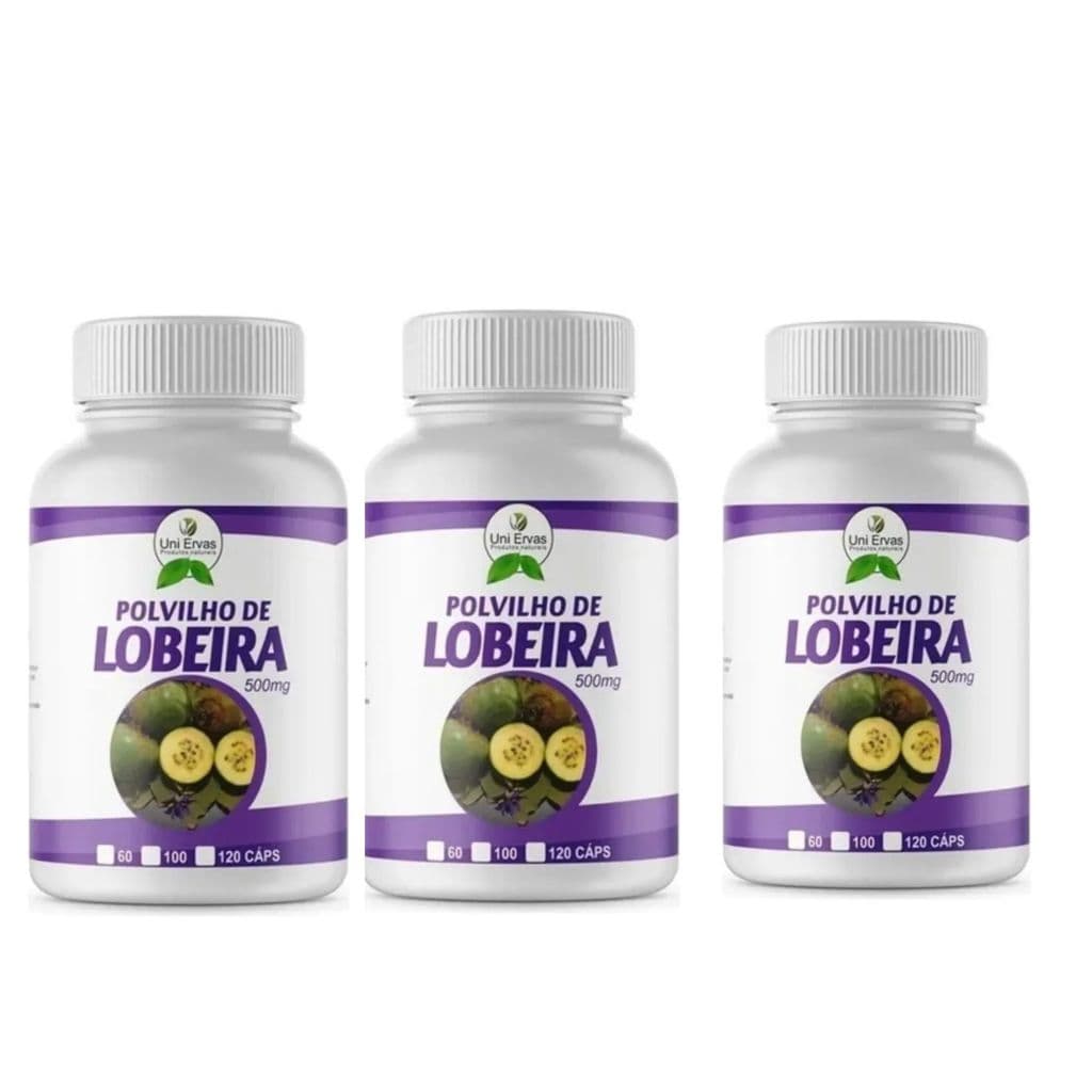 Kit 3x Polvilho de Lobeira 120 Cáps Uni Ervas