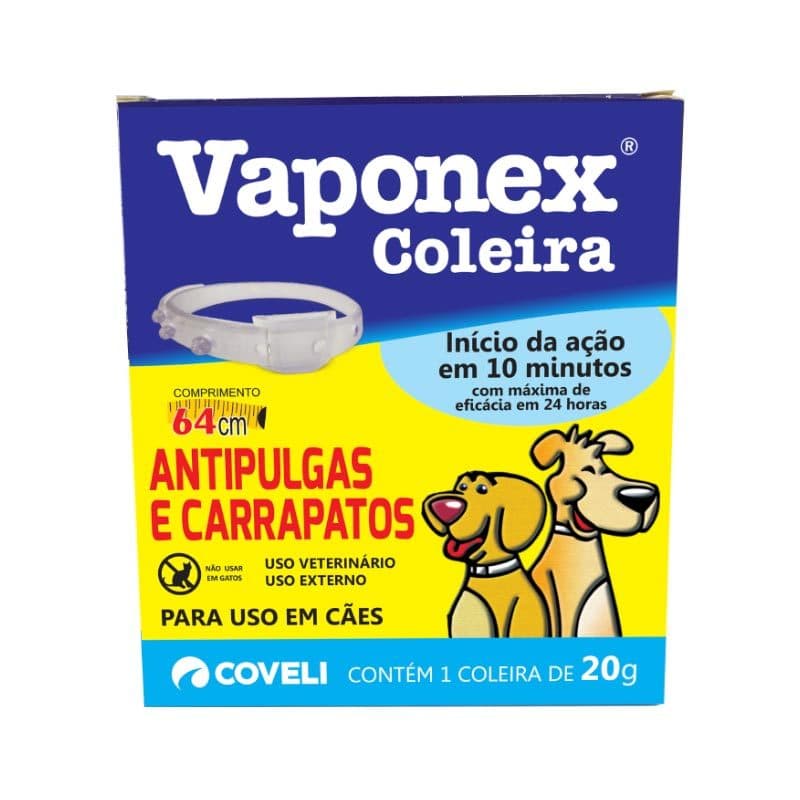 Coleira Antipulgas e Carrapatos Vaponex 20g - Coveli