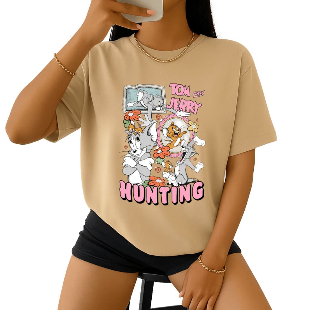 Camiseta Blusa Desenho Animado Despojada Algodão Fresquinha Delicada