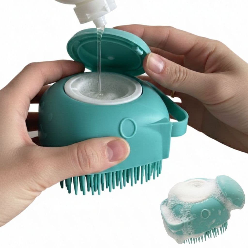 Escova De Banho Silicone PREMIUM Lopetudos Lava Pelo Cães e Gatos ECONOMIZA Shampoo
