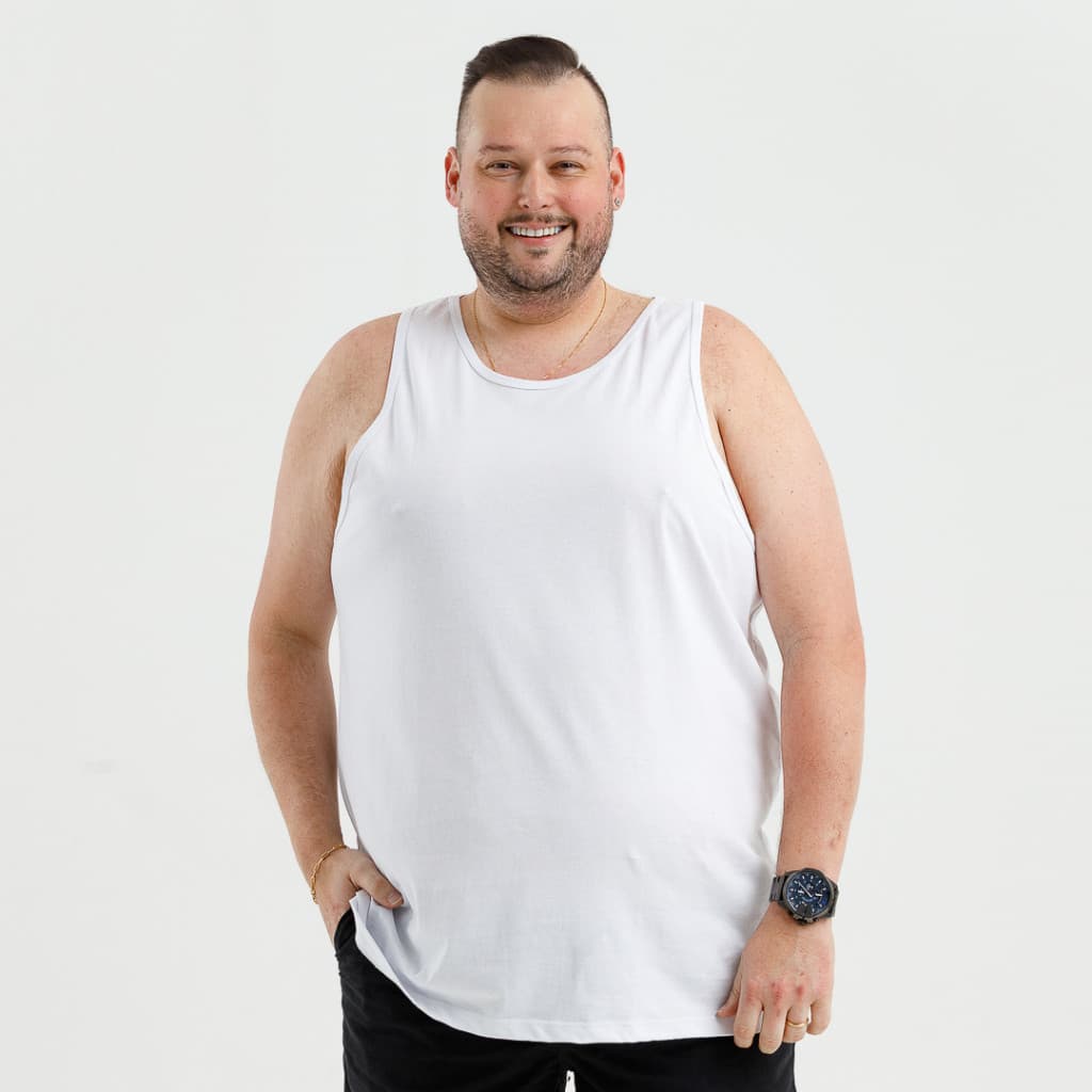 Regata Plus Size Masculina 100% Algodão 30.1 Tamanho Extra Grande G1 G2 G3 G4 G5 Acabamento Premium