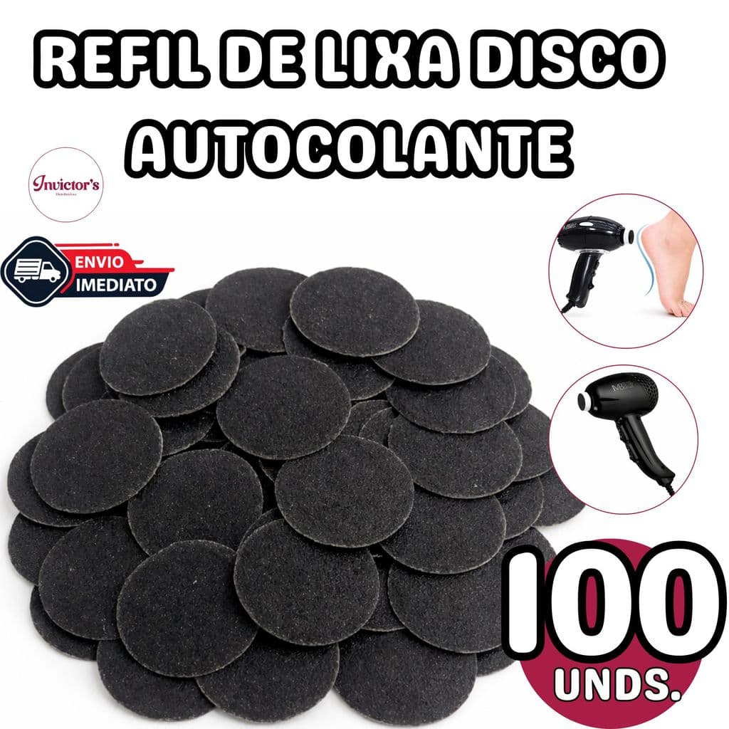 Kit 100 Refil Lixa Disco Moeda Pedicure Adesiva - 100 unidades