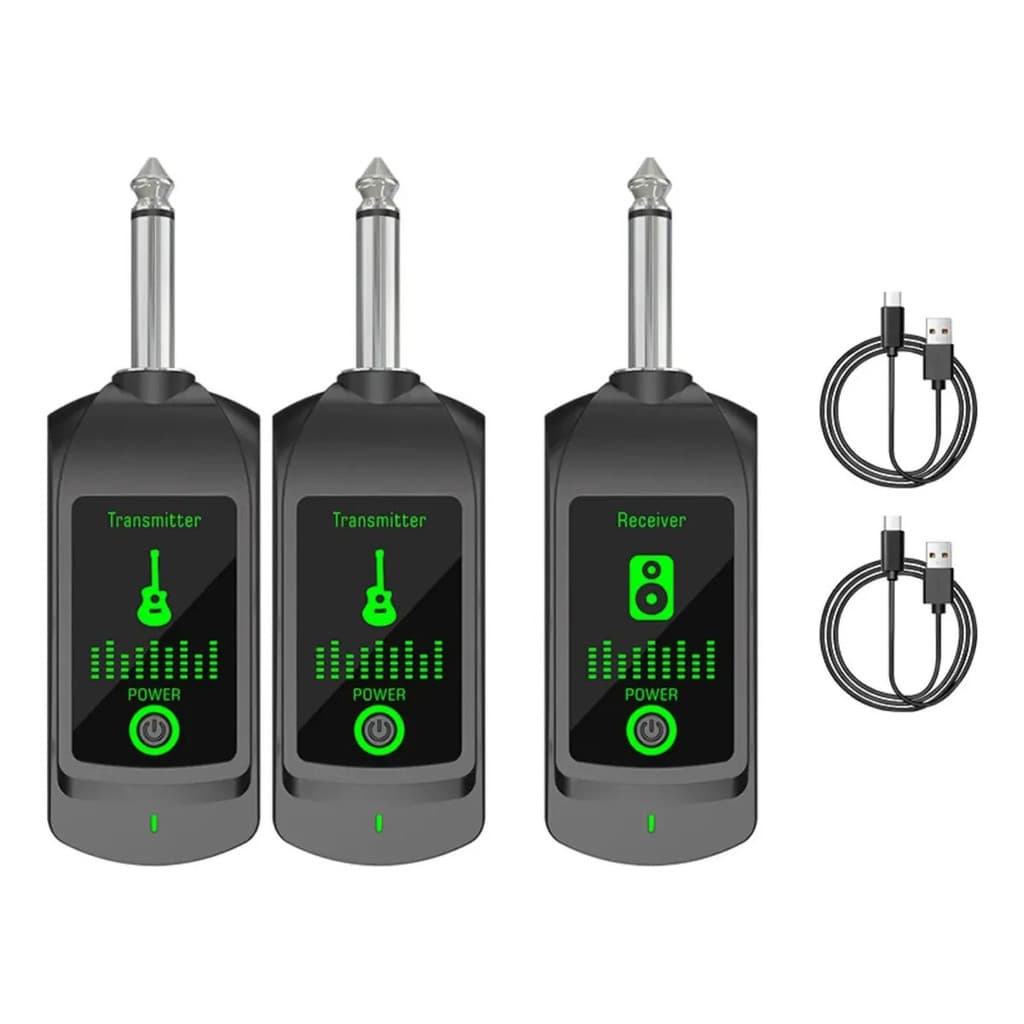 Transmissor Receptor Sem Fio Para Guitarra P10 2.4G LED Verde