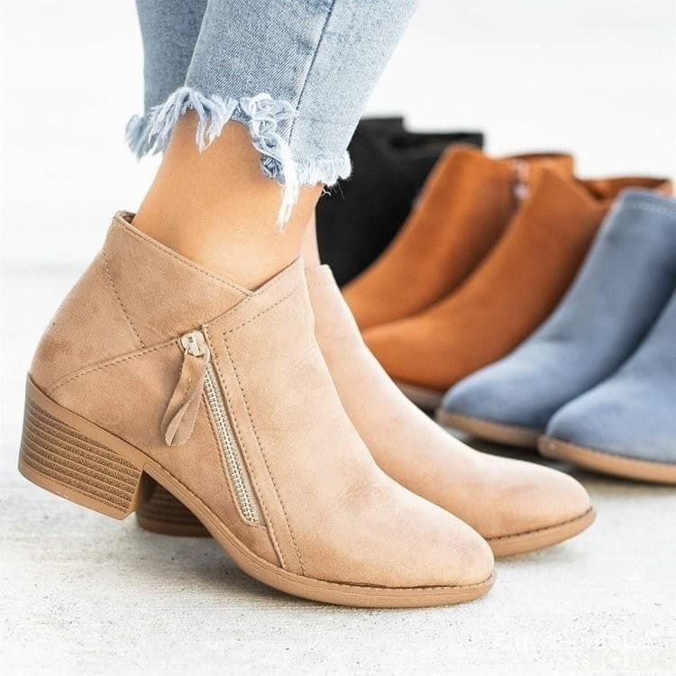 Botas de cano curto com plataforma e zíper lateral para mulheres, moda feminina de outono 2025, modelo 7946.