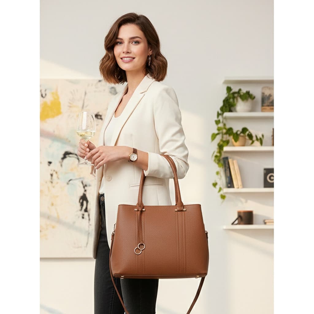 Bolsa De Ombro Tote Minimalista Estruturada Office Look Grande Capacidade