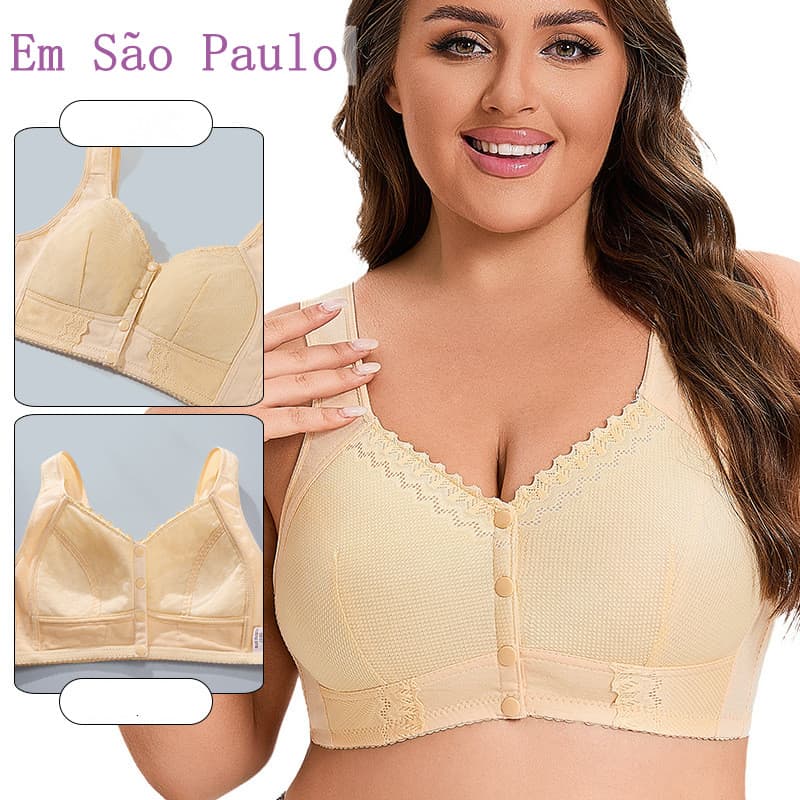 Sutiã Plus Size tamanho grande sem fio colete estilo novo fecho frontal renda feminina
