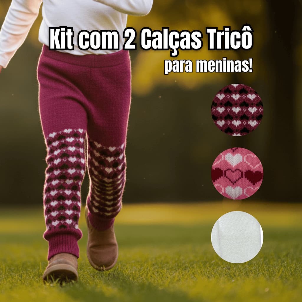 Kit 2 Calças Para Meninas de Tricô para 1 ao 8 Anos – Inverno Quentinha, Confortável e Macia