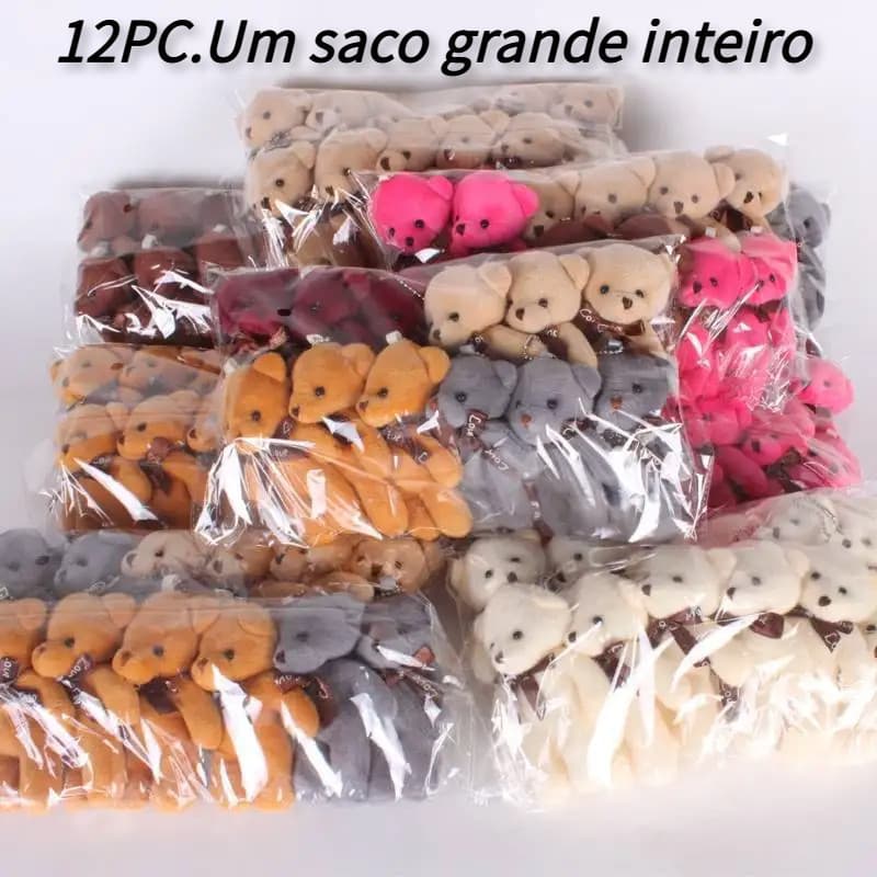 12 Chaveiros De Pelúcia De Urso Macio , Mini Presente Pequeno/Lembrança De Festa