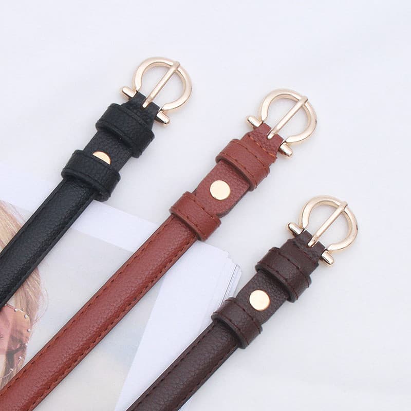 Recomendado Super fácil de combinar preto pequeno cinto simples cinto fino meninas Retro ouro Jeans com ins estilo corea