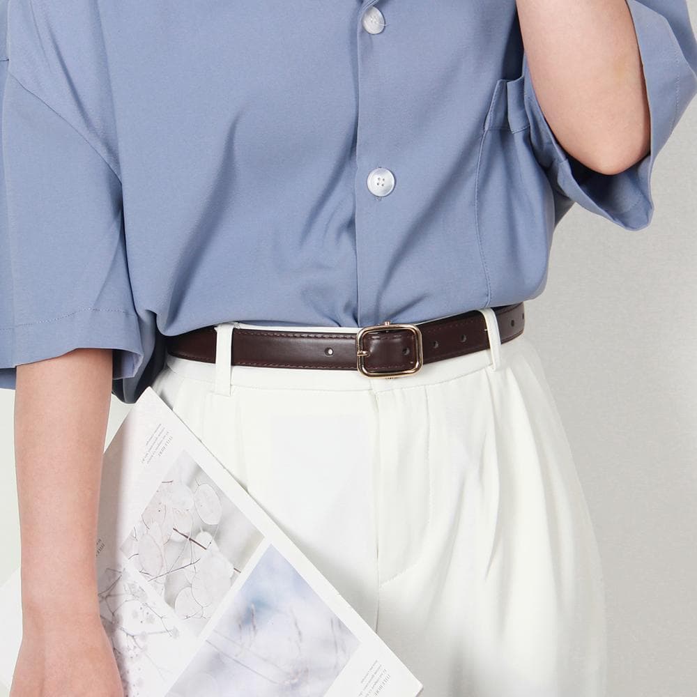 Senhoras cinto fino simples estilo Commuter All-Match cinto liga pino fivela cinto feminino decorativo Jeans cinto