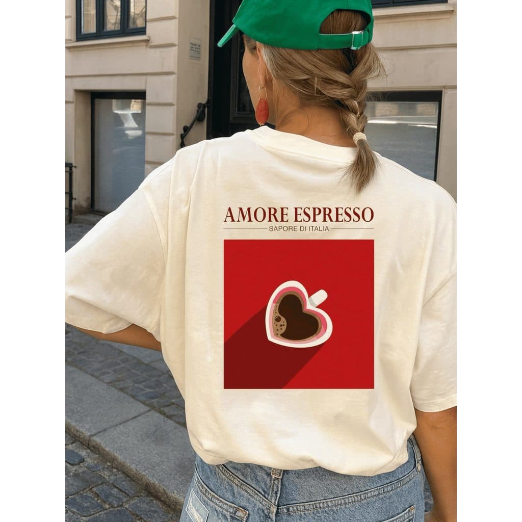 Camiseta Oversized Floral Brasileira Moda Verão Tshirt Estilosa Gola Redonda - Amore Espresso
