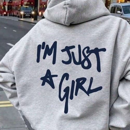 Moletom Feminino com Estampa de Slogan "I'm Just Girl" Eu Sou Apenas Uma Garota