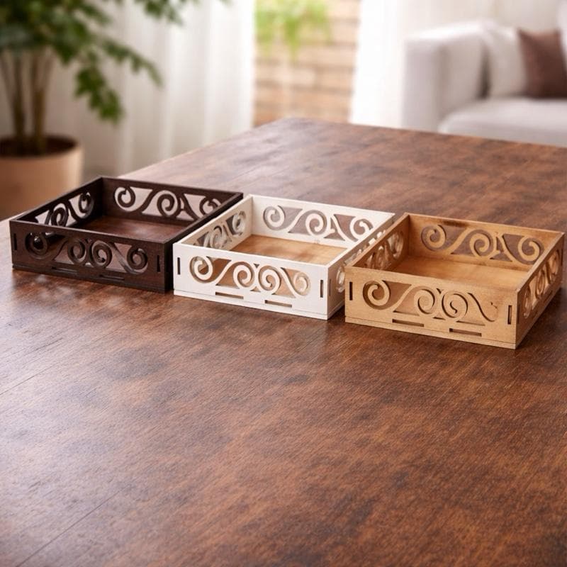 Cestinha Decorativa de Madeira MDF Multiuso Porta Objetos Suporte Organizador Mesa Cozinha