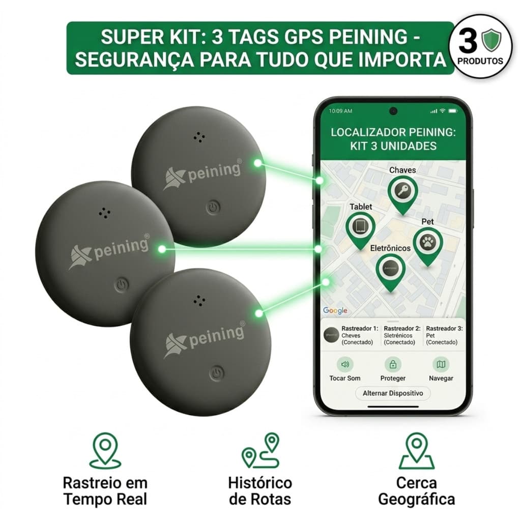 Kit 3 Mini Localizador Rastreador Tag Compatível Com Android e Lightning
