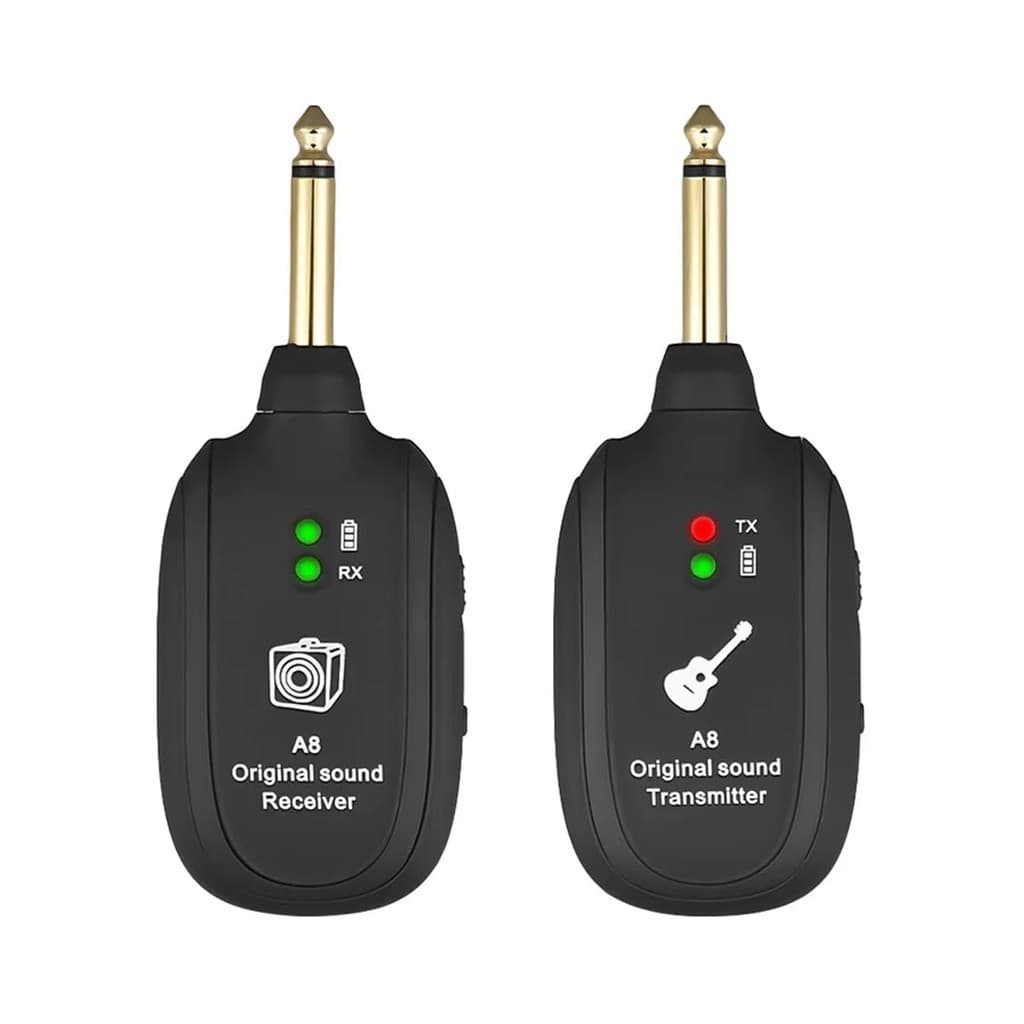 Transmissor e receptor recarregável integrados para guitarra elétrica/baixo A8