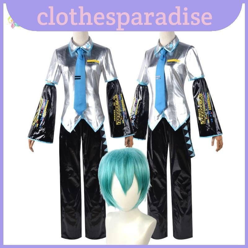 Conjunto de Cosplay Fofo do Vocaloid Miku Hatsune para Festa de Halloween e Natal Masculina 4656