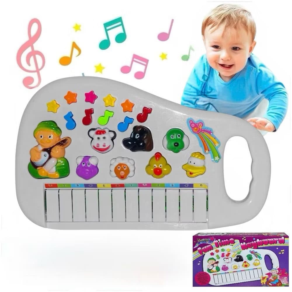 Teclado Piano Musical Infantil Fazendinha – Brinquedo com Sons de Animais para Crianças