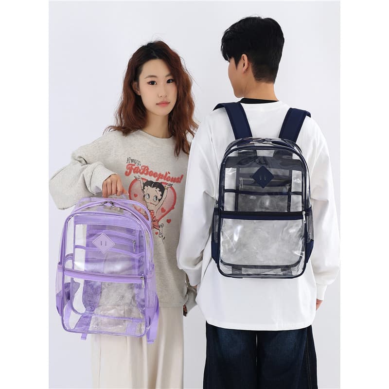 Mochila escolar masculina para estudantes do ensino médio, grande capacidade, transparente, à prova d'água, viagem ao ar