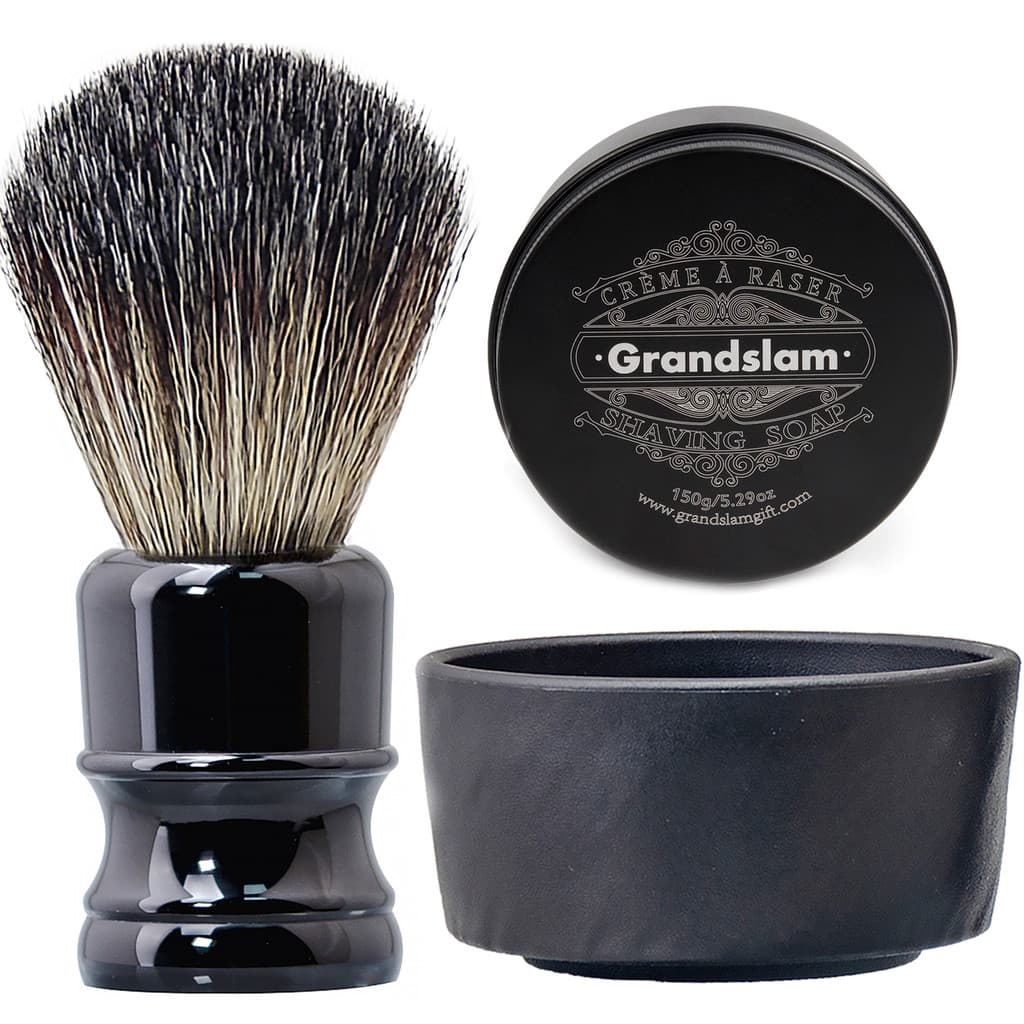 ZY Manual escova de barbear espuma Rack de lavar louça conjunto de três peças limpeza facial barbear barba escova titula