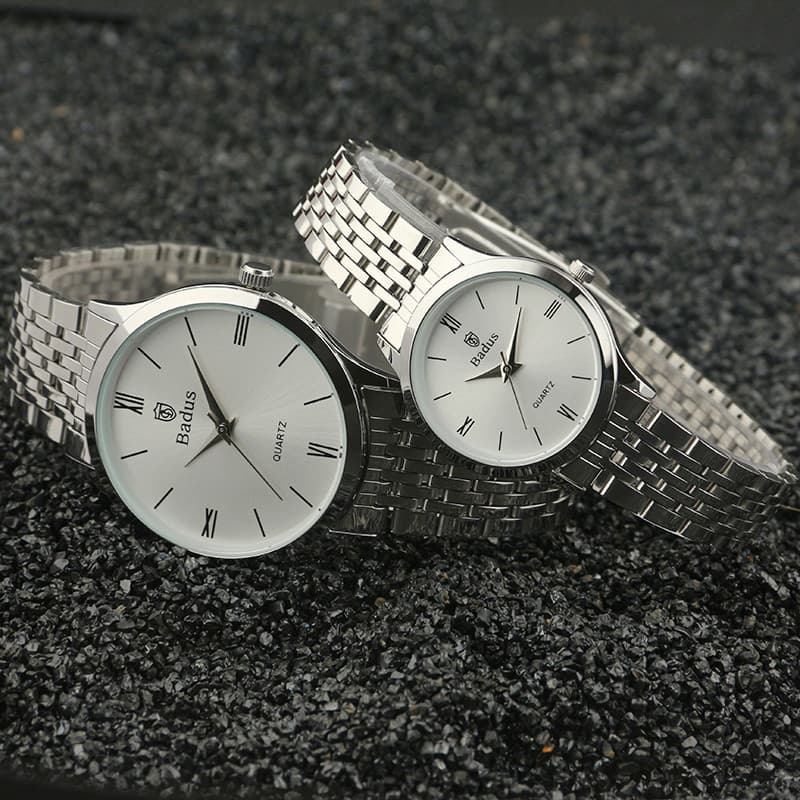 Bai chapeamento relógio de tempo importado movimento de Metal banda de aço relógio feminino Casual casal relógio moda re