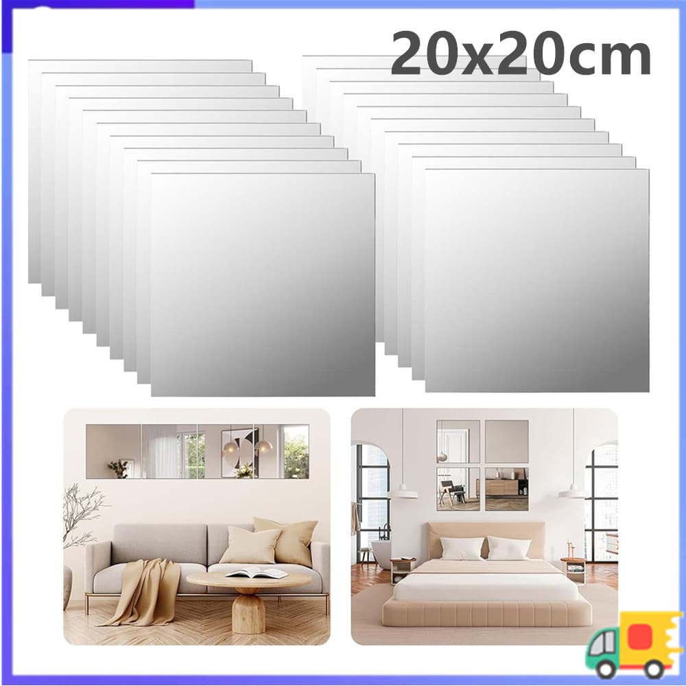 20x20cm espelho adesivo de parede 3D auto-adesivo espelho adesivo decoração de parede adesivo espelho de corpo inteiro q
