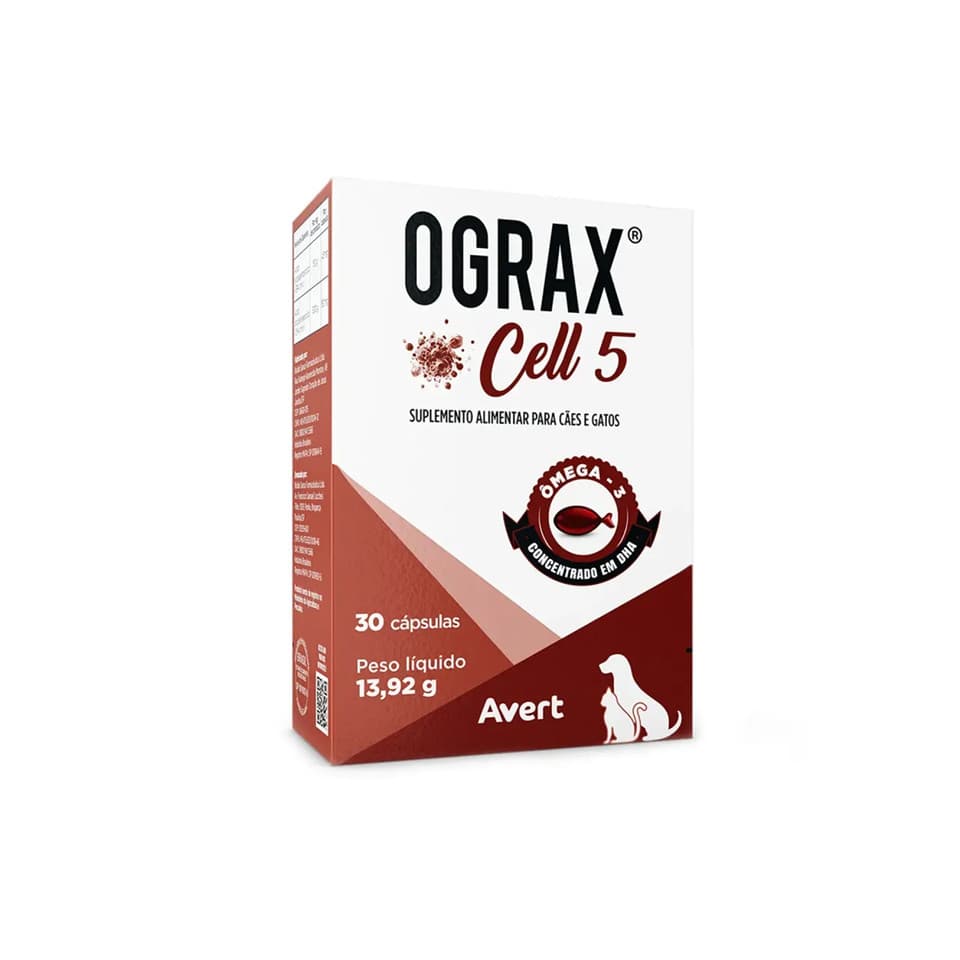 Ograx Cell 5 Suplemento Cães Gatos 30 Cápsulas Avert