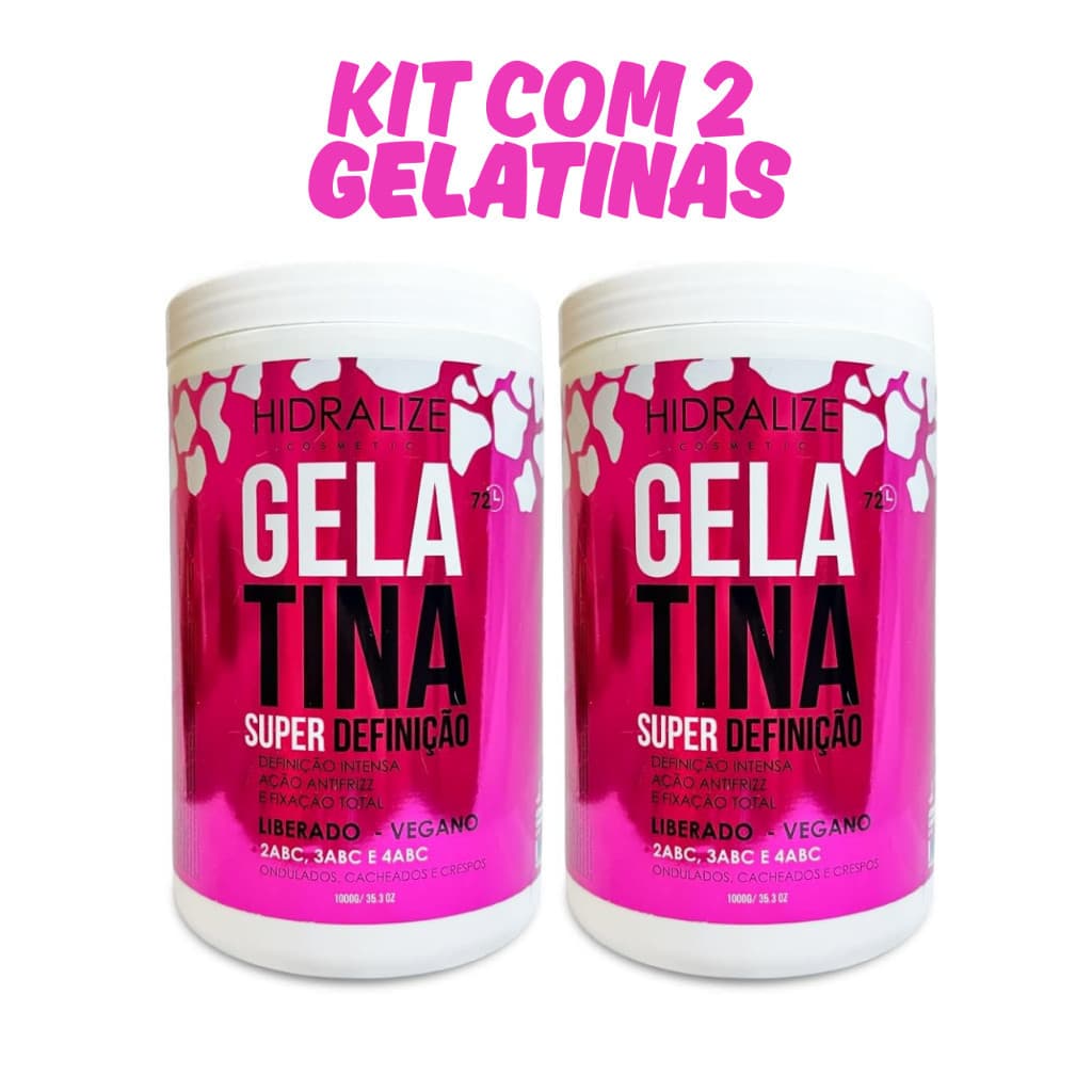 Kit 2 Gelatina Capilar Super Definição Hidralize 1kg Finalização e Definição