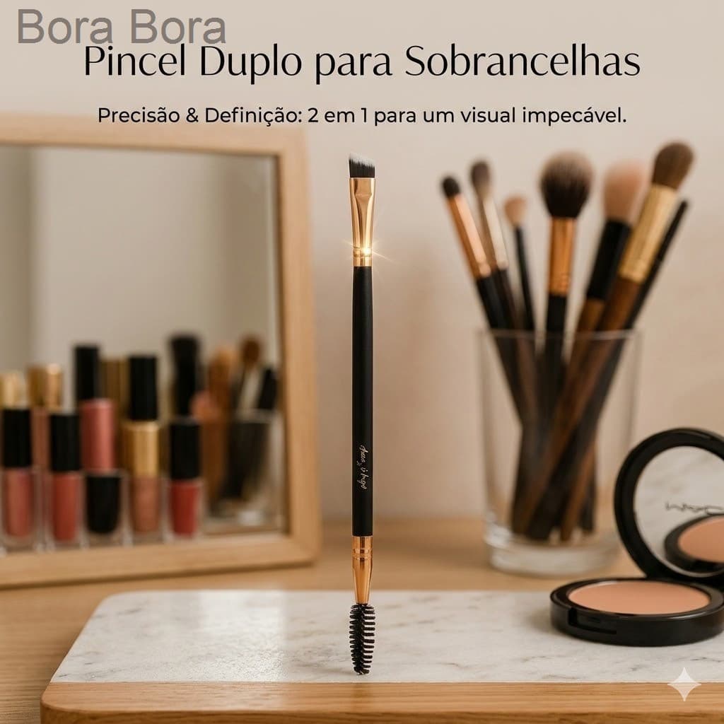 Pincel Duplo Ruby Anjo – Chanfrado + Escova para SobrancelhasMEE9