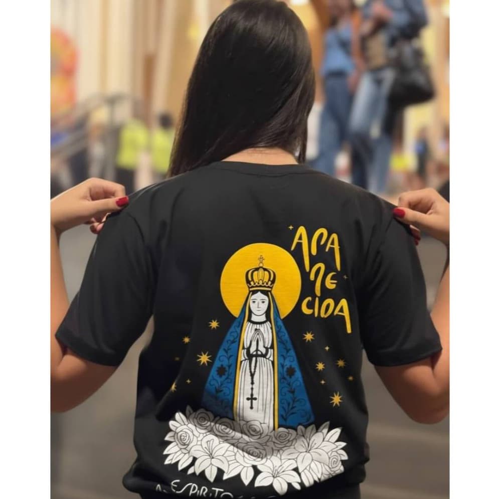 Camiseta Camisa  Devoto de Nossa Senhora Aparecida ORIGINAL 100% algodão Igreja Católica Romeiro FÉ Mãe Esposa