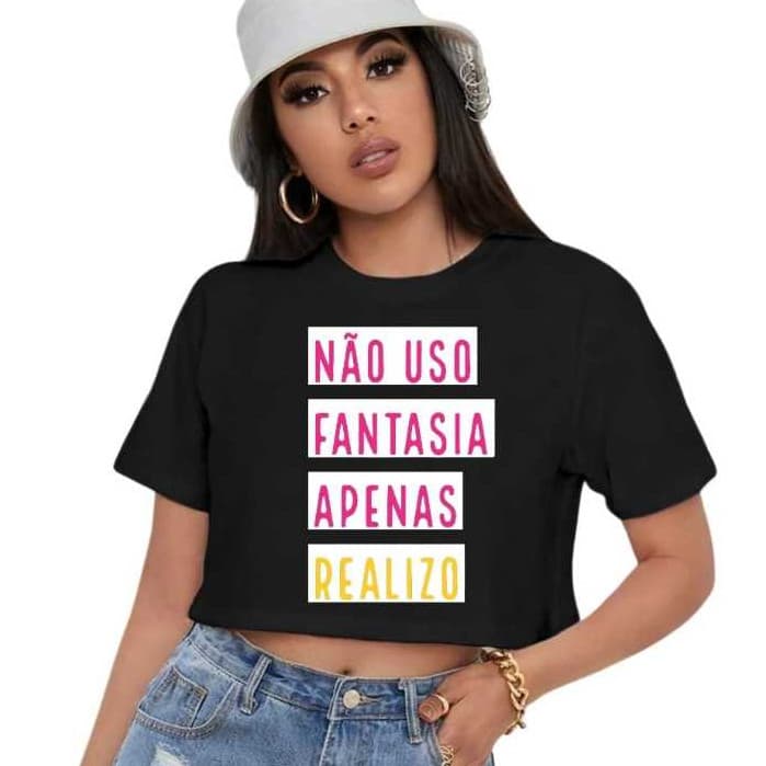 Cropped Carnaval 2026 Não Uso Fantasia, Apenas Realizo Frases Tendência Verão Moda Blogueira bloquinho blusinha curta