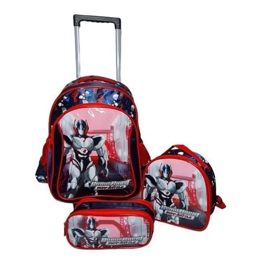 Kit Mochila Rodinha Lancheira Estojo Infantil Transformers