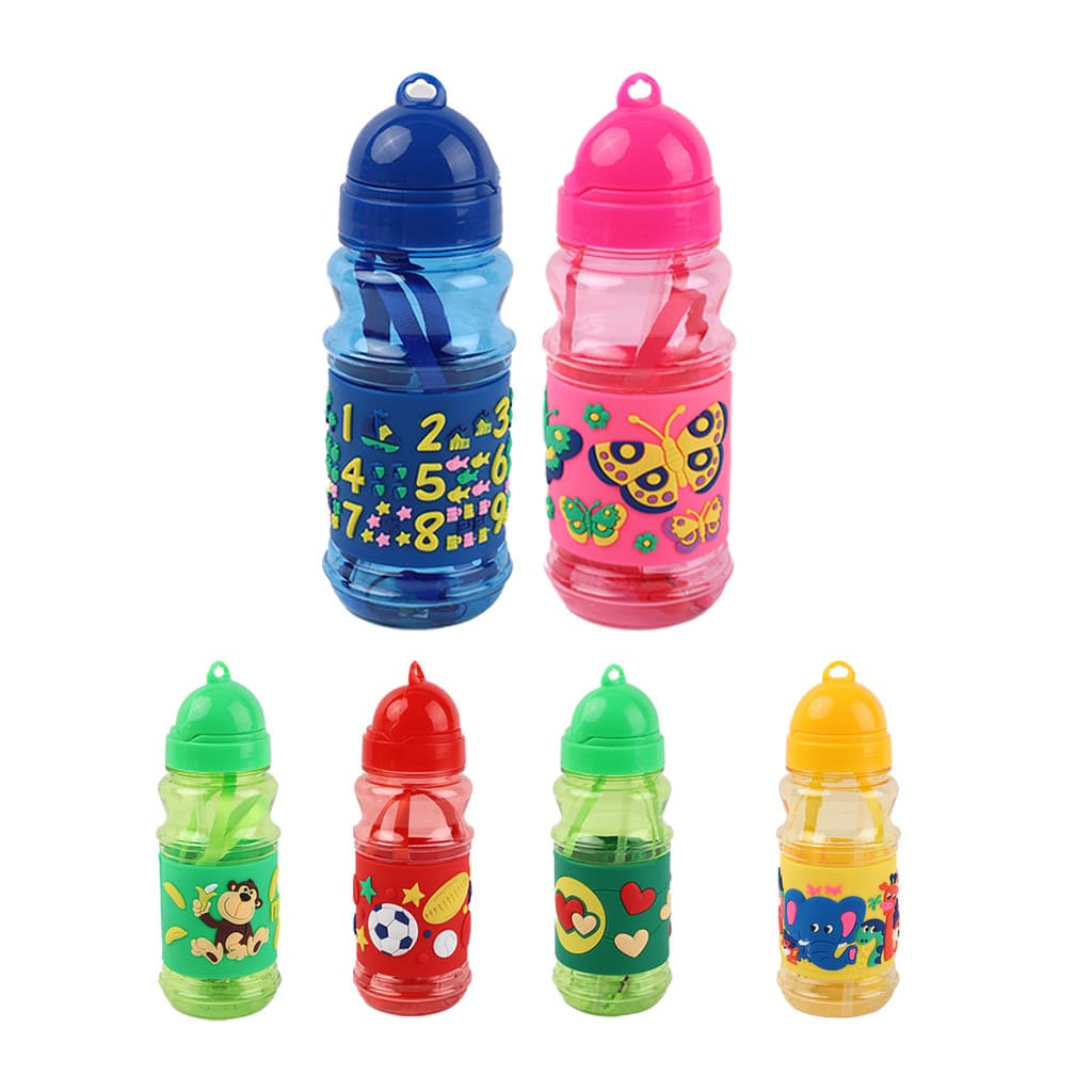 2 Garrafa Plástica Infantil 350ml Escolar festa emborrachada água Piquenique Squeeze Passeio Externo