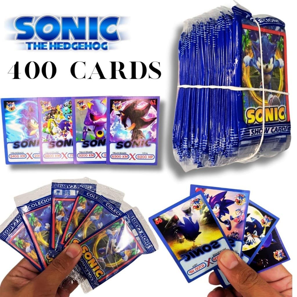 kit 400,300,200,100 Figurinhas Cards Sonic Shadow Tails Cards colecionaveis Infantil Jogo Bater bafo