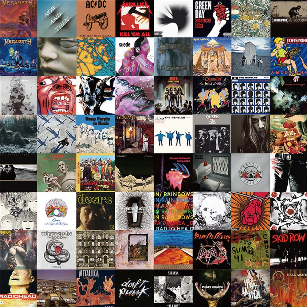 105 Pçs/Set ❉ Adesivos PET Com Capa De Álbum De Música De Rock Misto Moda DIY Decalques Impermeáveis Doodle