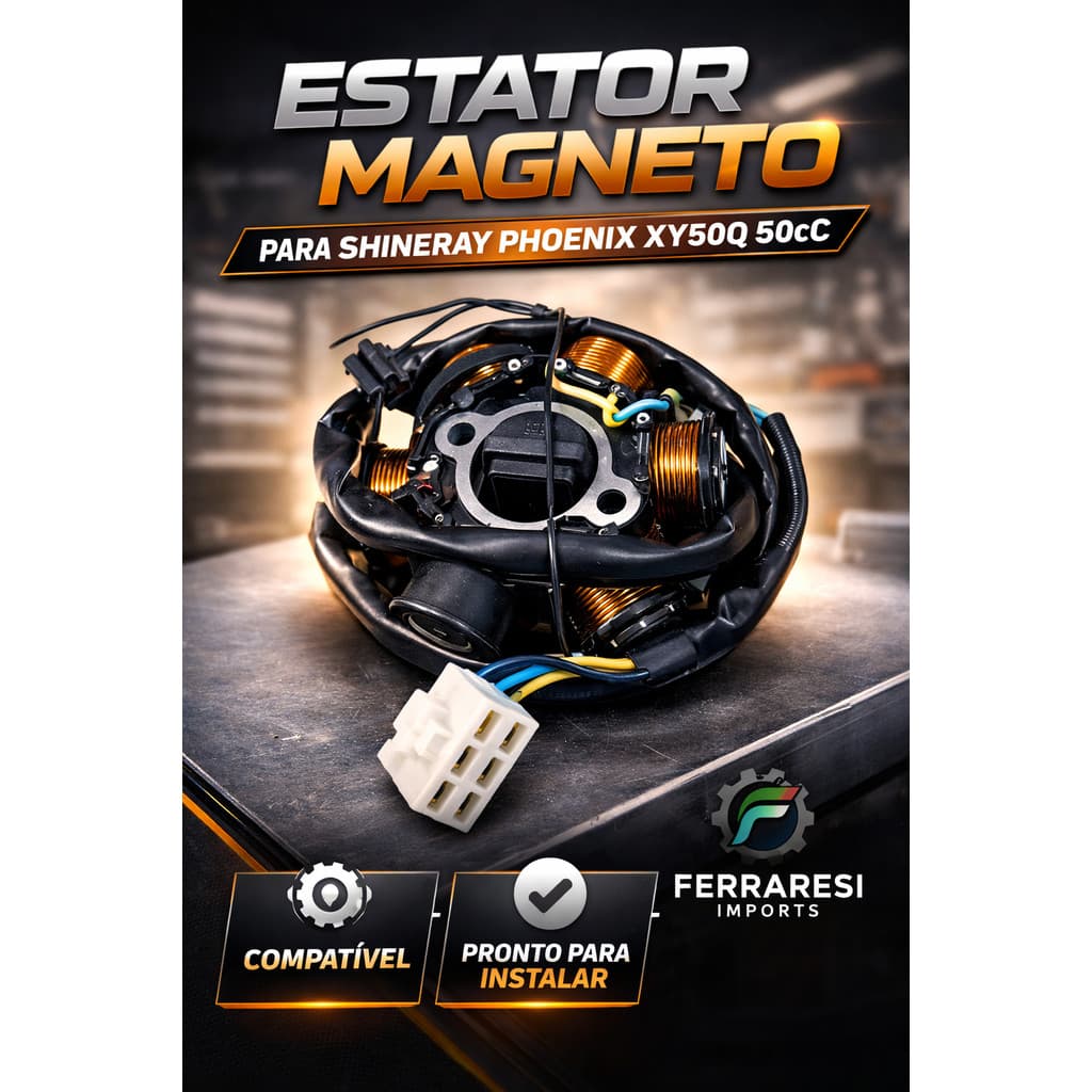 Estator Magneto Shineray Phoenix XY50Q 50cc Com Bobina de Pulso