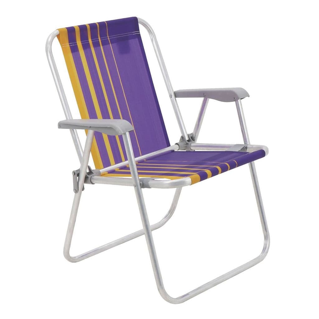 CADEIRA PRAIA SAMOA ALTA ALUMINIO ROXO AMARELO TRAMONTINA