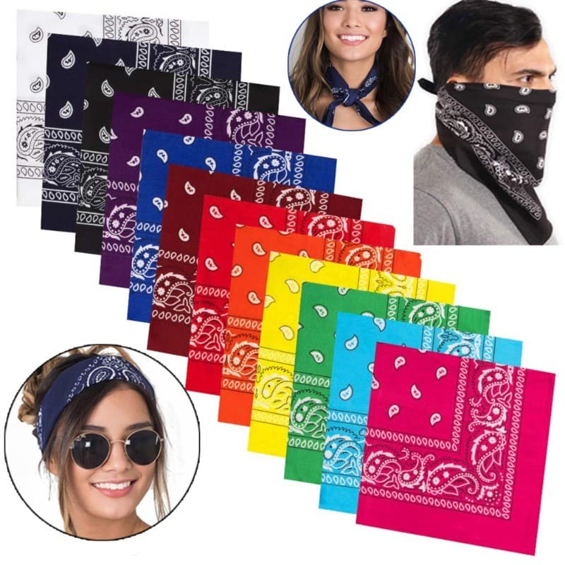 12pçs Lenço Hiphop Faixa De Cabeça Fashion Boêmio Estampa Quadrado Acessórios Para Cabelo