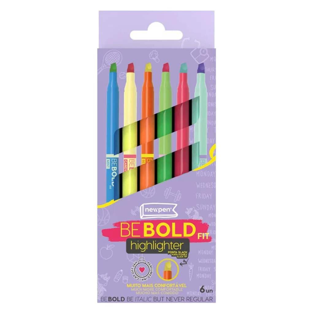 Marca-Texto Be Bold Fit Highlighter com 6 Cores - Newpen