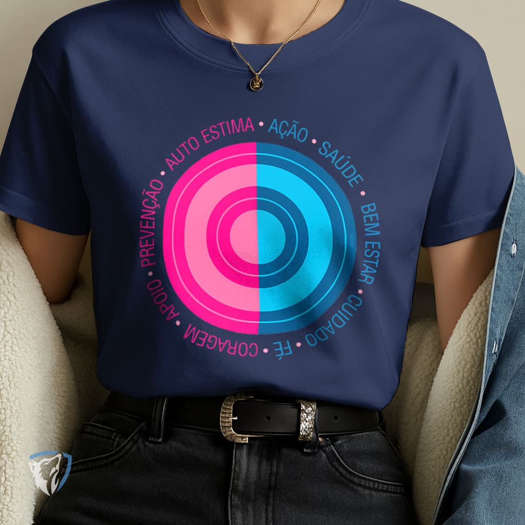 Camiseta Prevenção e Saúde | Estampa Outubro Rosa e Novembro Azul
