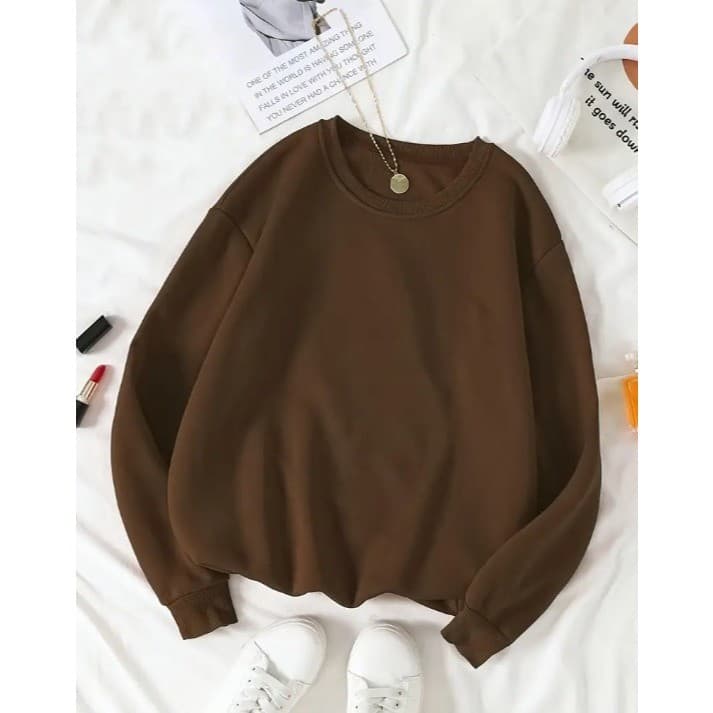 Moletom Gola Redonda Careca Liso Básico Casual Blusa de Frio Old Money Unissex  Moda Inverno