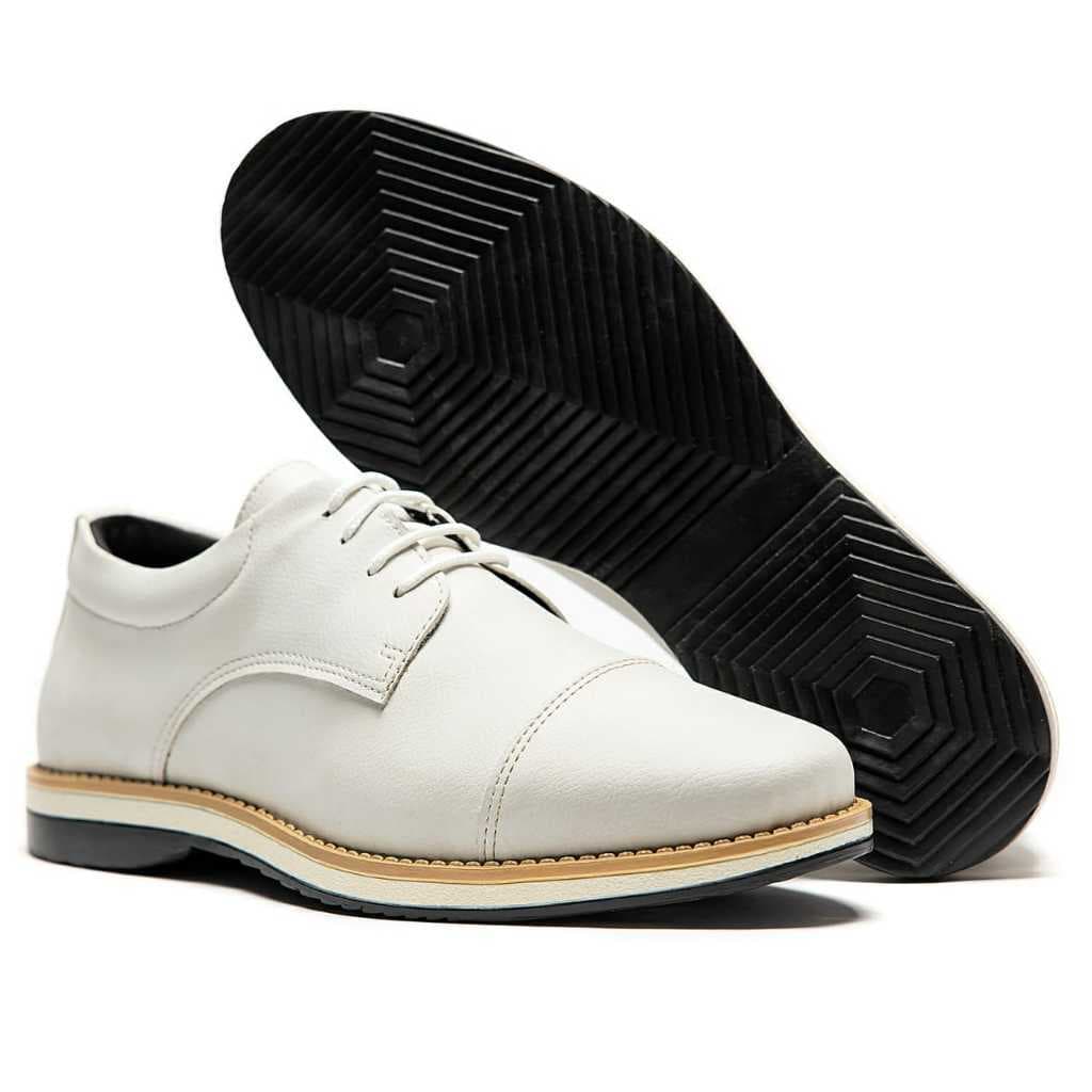 Sapato Social Casual Masculino Confortável Derby Oxford Versátil Sola Borracha Antiderrapante