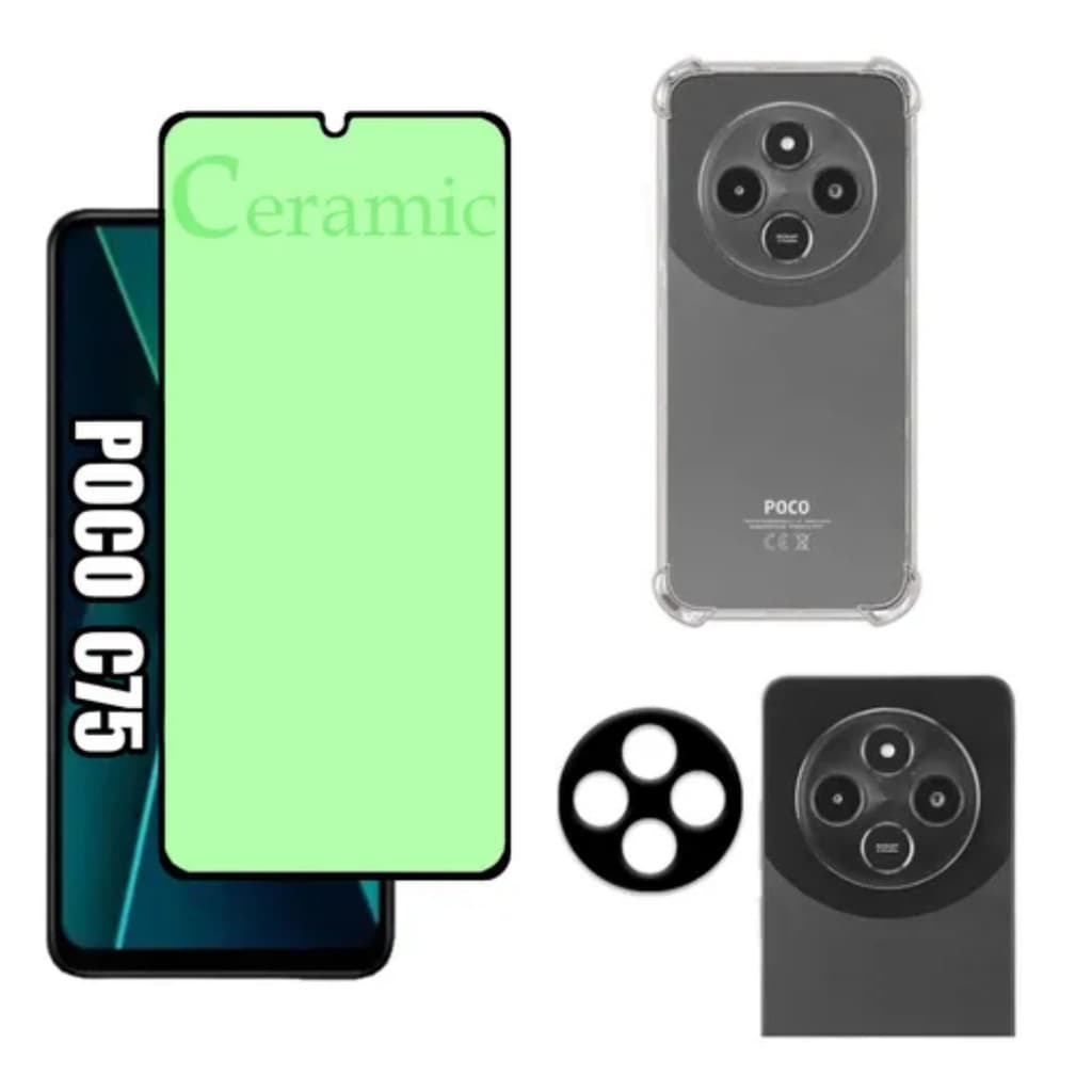 Kit Para Xiaomi Poco C75  - Película Cerâmica + Capa Tpu + Câmera