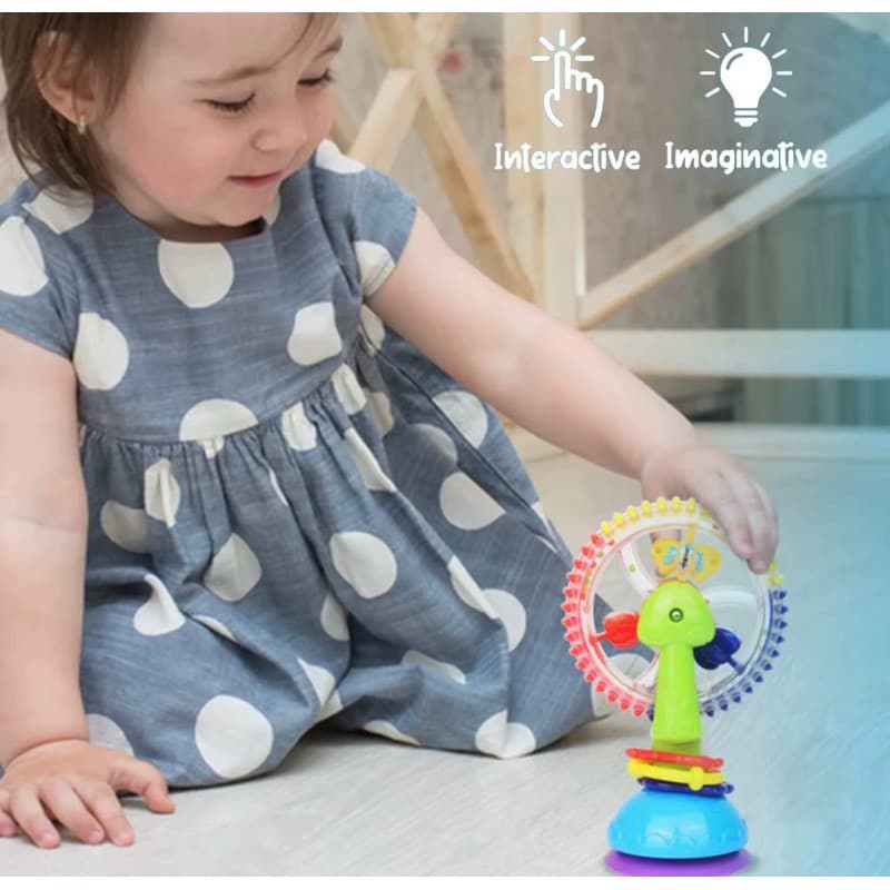 novo Brinquedo Roda Gigante Rotativa Sensorial Macia de 3 Cores com Ventosa Baby Educational Toy Fashional