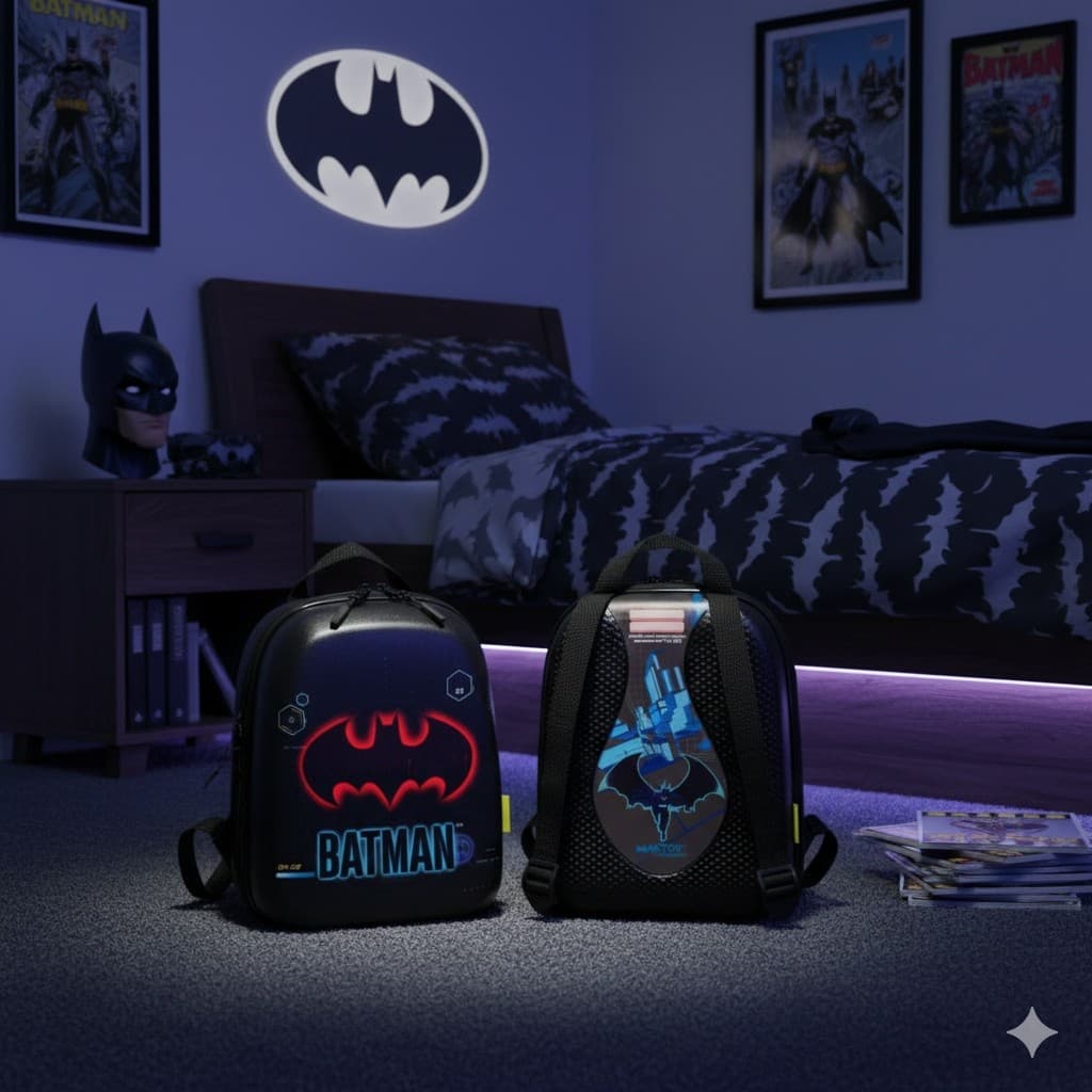 Mochila Infantil Herói Preto Pequeno Tamanho Escolar Resistente Estilo Aventura Uso Diário Criança