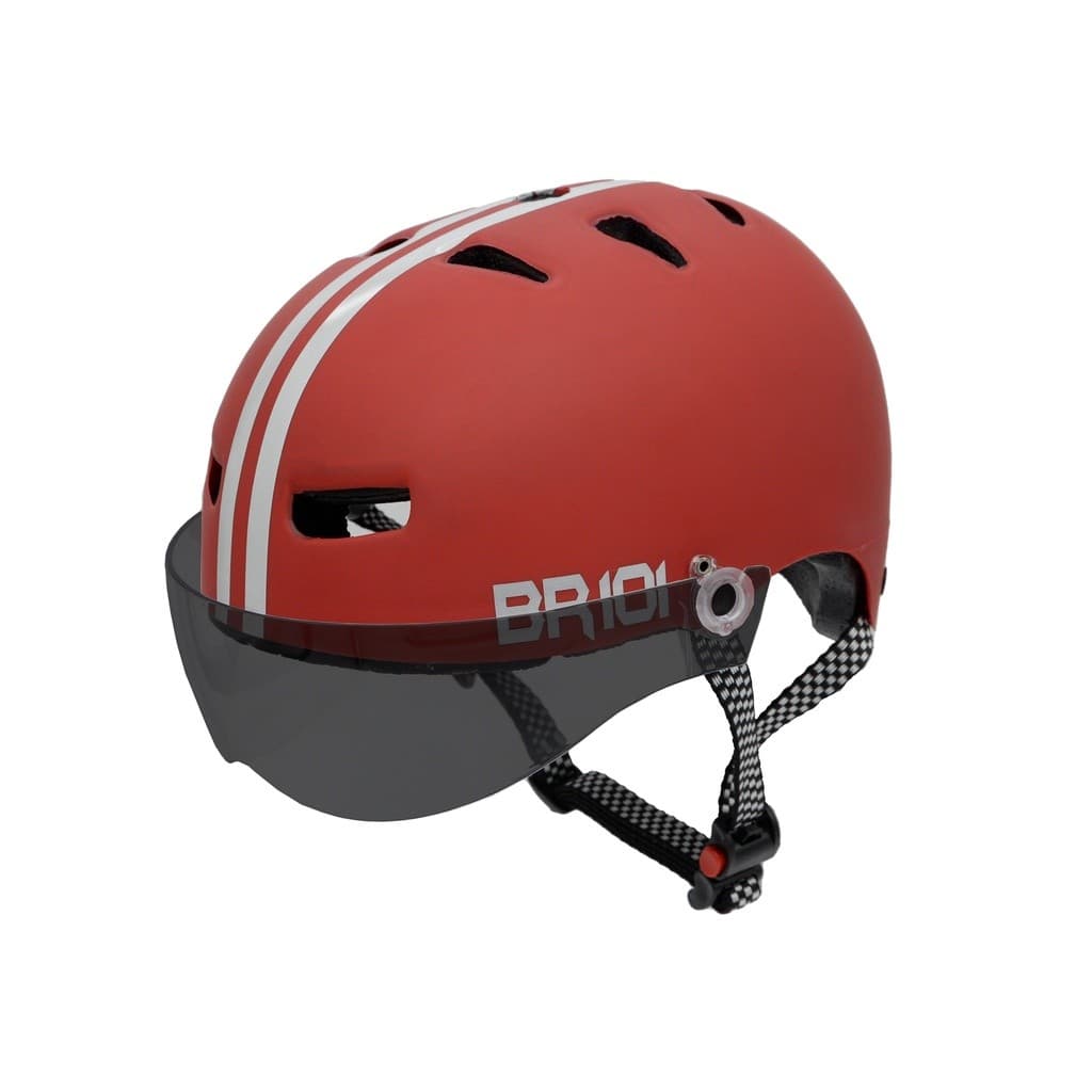 Capacete Bike Ciclismo Skate Patins Patinete Profissional Vermelho Fosco Viseira Fume